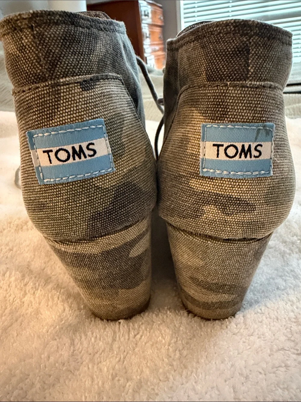 TOMS Camouflage Hidden Wedge Ankle Booties - Olive Camo
